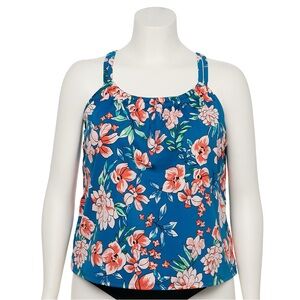 Plus Size EVRI™ Floral Loose-Fit Tankini Top Only OX